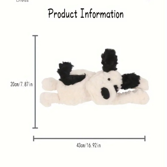 Tissue Holder, Adorable Dig Design Plush Tissue Holder, New, Black & White - Picture 4 of 10
